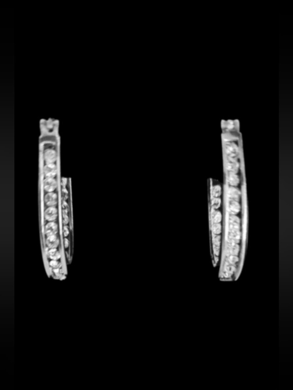 Double Sided Sterling Silver & Crystal Hoop Earrings